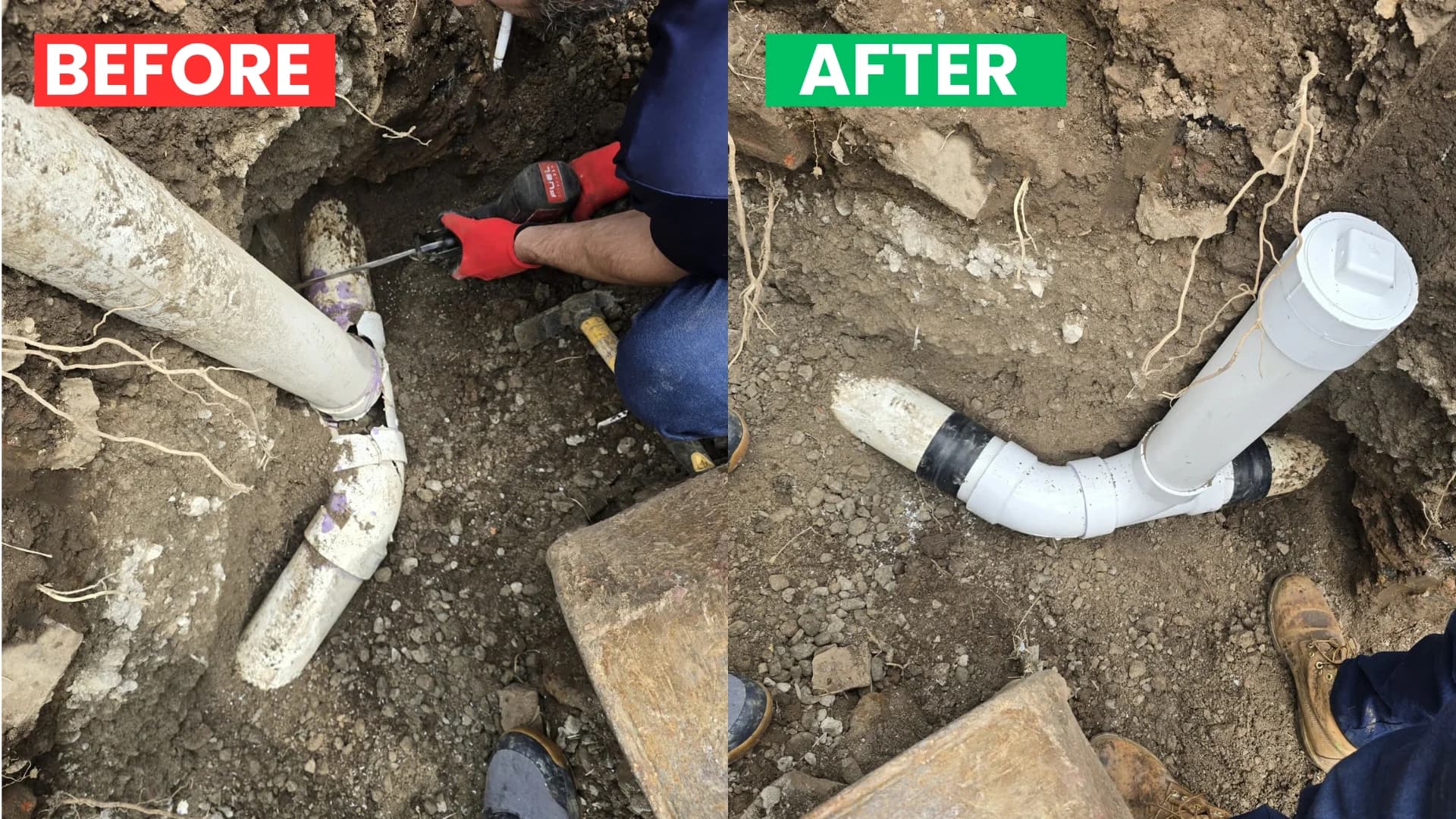 Damaged Sewer Pipe Replacement