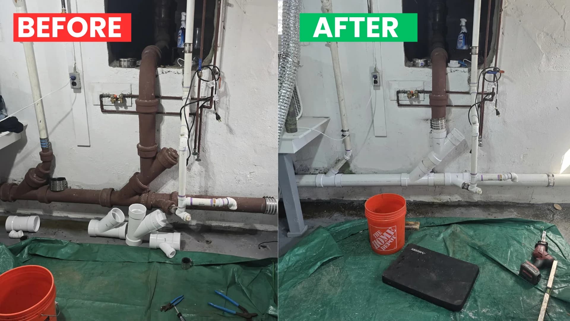 Cast Iron Sewer Replaced with PVC