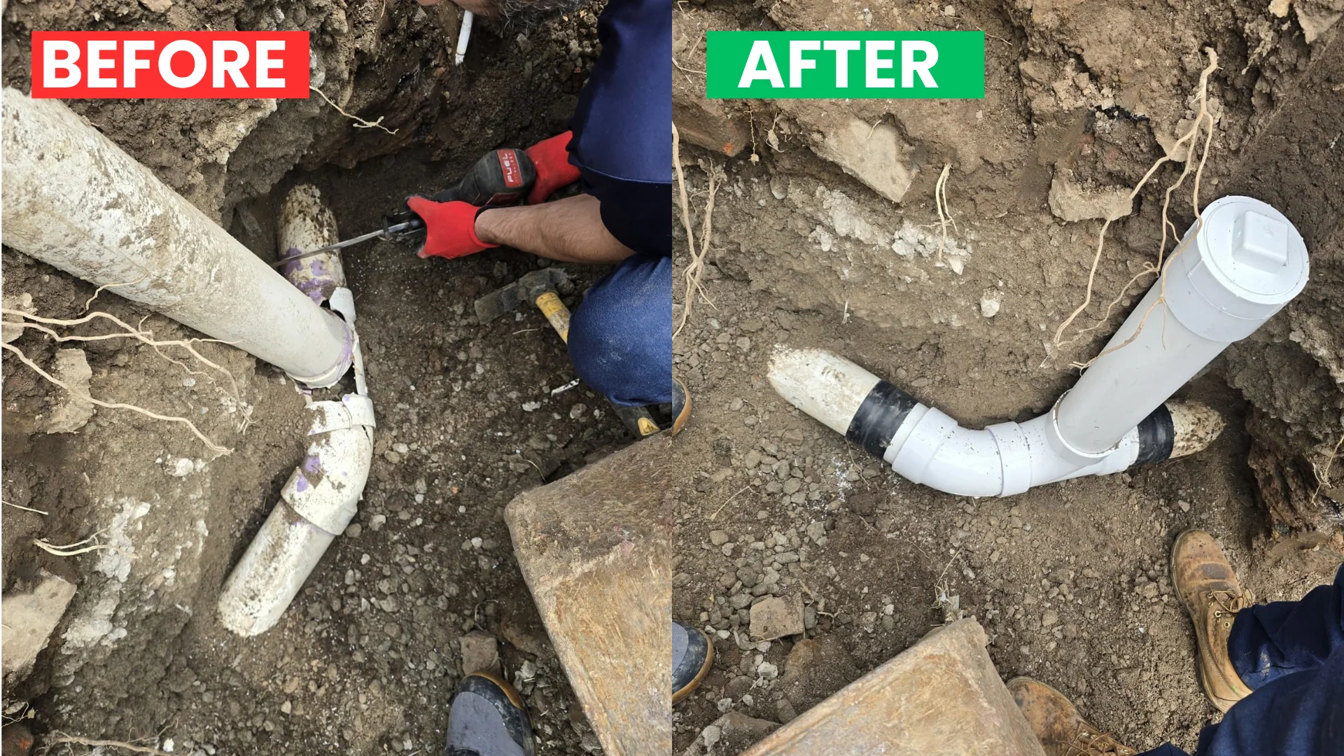 Damaged Sewer Pipe Replacement